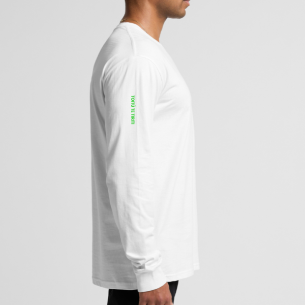 Adults White Longsleeve Tee (Lime) - Image 3