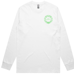 Adults White Longsleeve Tee (Lime)